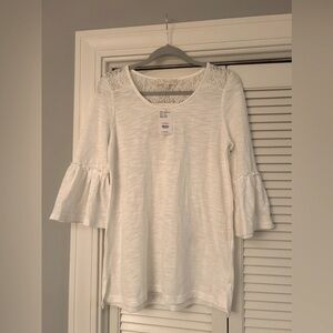 Weekend Suzanne Betro Lace Yoke Bell Sleeve Top size S NWT